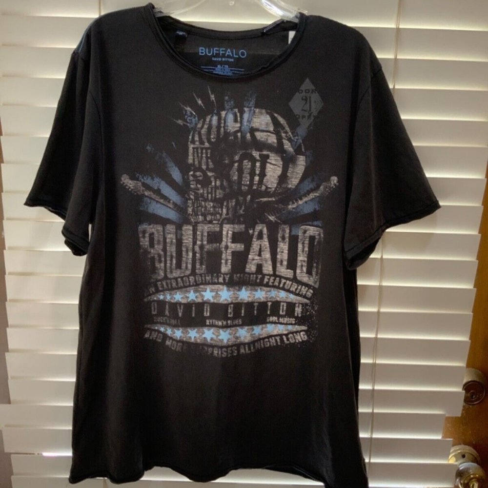 BUFFALO DAVID BITTON GRAPHIC T-SHIRT MEN'S XL/TG NEW WITH TAGS DARK GRAY NWT
